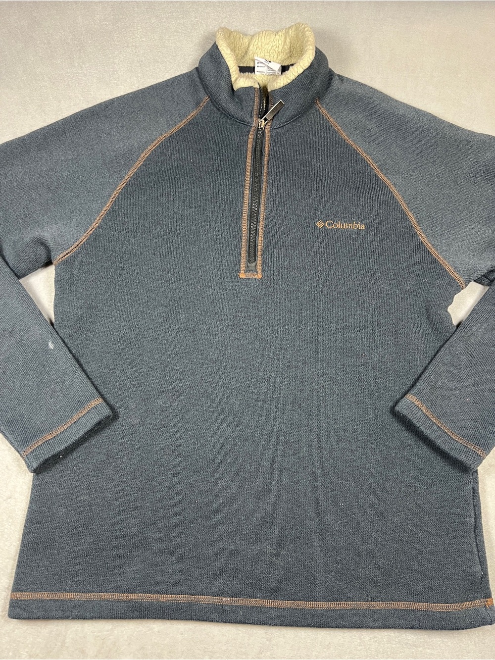 Columbia Men’s M Quarter Zip Fleece Pullover Sherpa Collar Gray Gorpcore Outdoor